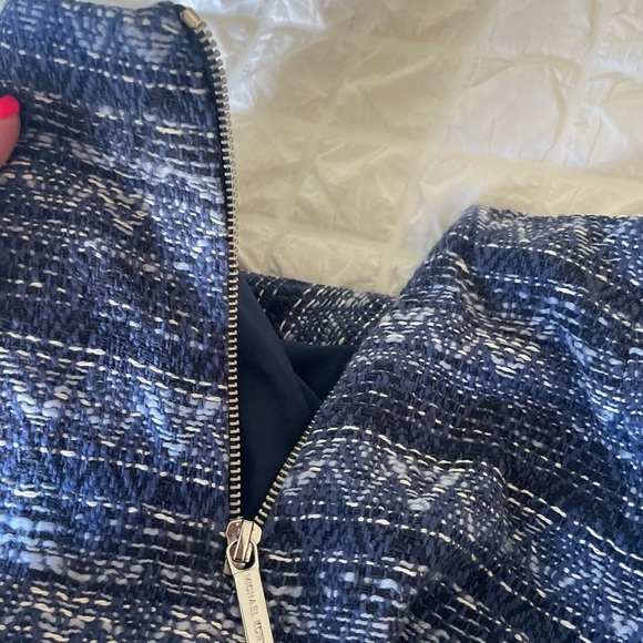Michael Kors Tweed Blue and White Mini Pencil Skirt - Picture 7 of 9